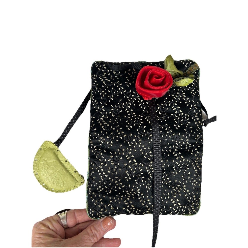 Goody Goody California Jewelry Roll Travel Bag Satin Pouch Black And White